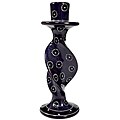 Purple Sparkle Pattern Twisted Soapstone Candleholder (Kenya)