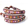Multicolor Gemstones Chain Link Triple Wrap Bracelet (Thailand)