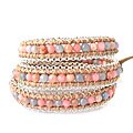Pink-Blue Gemstones Chain Link Triple Wrap Bracelet (Thailand)