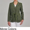 Vince Camuto Women's Notch Collar Grosgrain Short Belted Jacket