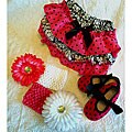 Baby Girl Damask and Hot Pink Polka Dots 4-piece Gift Set