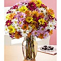100 Blooms of Spring with Ginger Vase and Rocky Mountain Chocolates