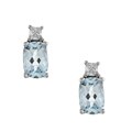 Sterling Silver Created Blue Topaz and Cubic Zirconia Earrings