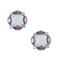 Sterling Silver Created Opal, Amethyst and Cubic Zirconia Earrings