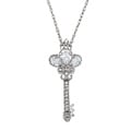 Sterling Silver Clear Cubic Zirconia Crown Key Necklace