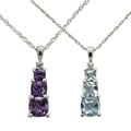 Sterling Silver Created Amethyst/ Aquamarine and Cubic Zirconia Necklace