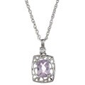 Sterling Silver Created Amethyst and Cubic Zirconia Filigree Necklace