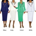 Divine Apparel Women's Plus Two-piece Studded Lapel Skirt Suit
