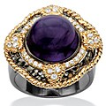 Isabella Collection Black Ruthenium Overlay Glass and CZ Ring