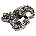 Neno Buscotti Black Ruthenium Multi-colored Crystal Gecko Stretch Ring