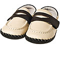 Little Blue Lamb Handmade Cream Leather Infant/ Toddler Walking Shoes