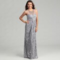 Adrianna Papell Women's Silver Beaded Ruched Dress