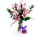Sweets in Bloom Mom's Favorite Pink Roses & Lilies Bouquet