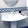 SomerTile Castle Cobalt/ White Border Porcelain Mosaic Tile (Pack of 10)