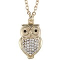 New! Kenneth Jay Lane Cubic Zirconia Owl Necklace