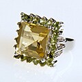 Lemon Topaz and Peridot Ring (India)