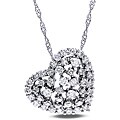 14k White Gold 1ct TDW Diamond Heart Necklace (G-H, SI1-SI2)
