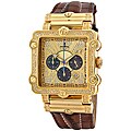 JBW Men's 'Phantom' Brown Diamond and Gold Bezel Watch