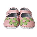 Little Blue Lamb Hand-stitched Pink/ Green Leather Infant/ Toddler Walking Shoes