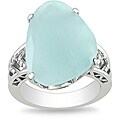 Sterling Silver Aquamarine and 1/10ct TDW Diamond Ring (H-H, SI1-SI2)