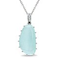 Sterling Silver 8 7/8ct TGW Aquamarine and Diamond Accent Necklace
