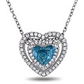 14k Gold 3/4ct TDW Blue and White Diamond Heart Necklace (G-H, SI1-SI2)