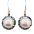 Meredith Leigh 14k Gold and Sterling Silver FW Pearl Earrings (10 mm)