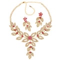 LinaJoy Goldtone Pink and Clear Cubic Zirconia Jewelry Set