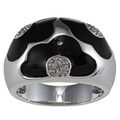 Sterling Silver 1/10ct TDW Diamond Black Enamel Flower Ring (J-K, I3)