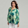 Kasper Women's Jade Green Floral Peasant Top