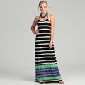 Abs Women's Black/ White Striped Braided Maxi Dress
