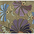 Handmade Eastern Colors Khaki Green Wool Rug (6' x 6')