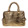 Vintage Reign Gold Leather Bowler Handbag