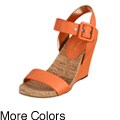 BCBG Women's Sheer Pink Leather Wedge Sandals
