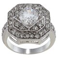 Silvertone Clear Crystal and Cubic Zirconia Pave Ring
