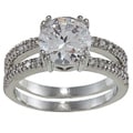 Silvertone Clear Cubic Zirconia Britney Engagement-style Ring