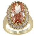 Goldtone Champagne and Clear Cubic Zirconia Flower Ring