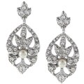 New! Carolee Faux Pearl and Crystal Double Drop Earrings