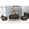 Montego 3-PC Dark Brown Faux Leather Sofa Set