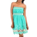Stanzino Women's Emerald Cotton Embroidered Cut-out Hem Dress
