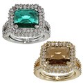 New! ABS by Allen Schwartz Emerald Cut Crystal Adjustable Ring