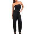 Stanzino Women's Black Strapless Jumpsuit with Heart Detail