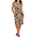 Stanzino Women's Black and Yellow Printed Short Sleeve Dress