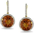 14k Gold Madeira Citrine and 1/2ct TDW Diamond Earrings (G-H, SI1)