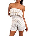 Stanzino Women's Cream Ruffle Strapless Romper