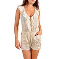 Stanzino Women's Ivory Ruffled Sleeveless Romper