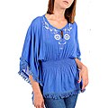Stanzino Women's Blue Dolman Sleeve Peasant Top