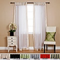 Best Home Fashion Dupioni Border Sheer Voile Tab Top Curtain Pair