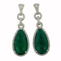 Sterling Silver Green Agate and White Topaz Earrings