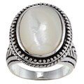 City Style Silvertone White Mother of Pearl Antiqued Ring